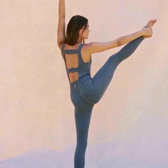 Free People Movement Never Better One-Piece Jumpsuit in Slate Grey NWOT Athletic - Picture 3 of 8
